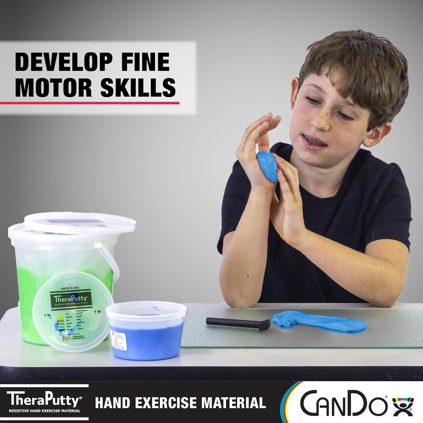 CanDo 10-2604 Theraputty Plus Hand Exercise Putty, Blue, 2oz, Firm