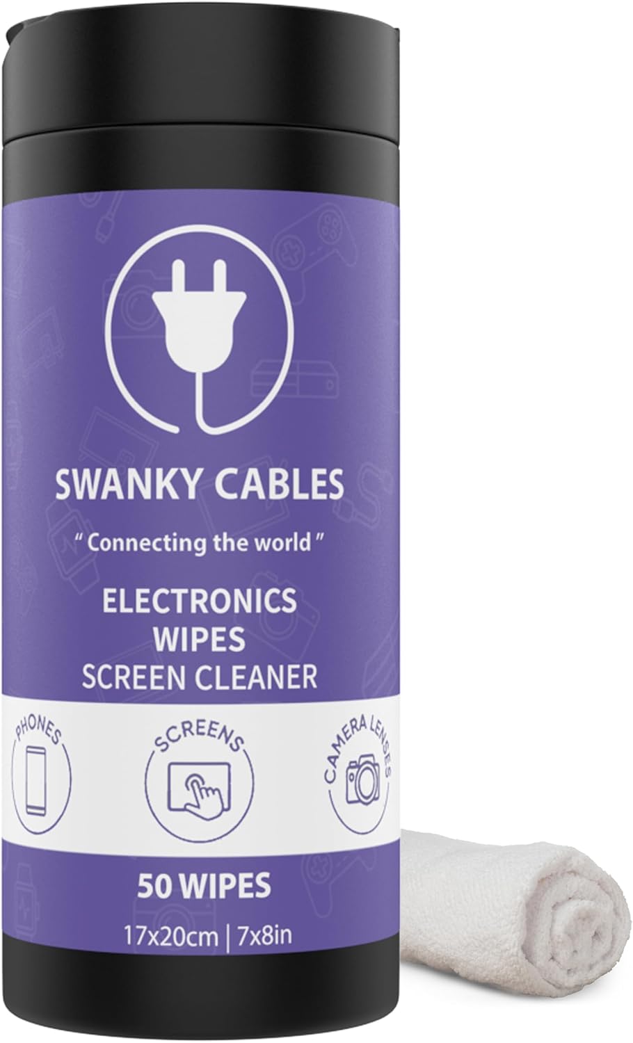 Screen Cleaner Wipes: Electronic Wipes for Screens - Computer Screen Wipes for Lens, Phone, Tv Screen and Monitor Cleaning - Tech Wipes & Microfiber Cloth (Canister, 50 Count)