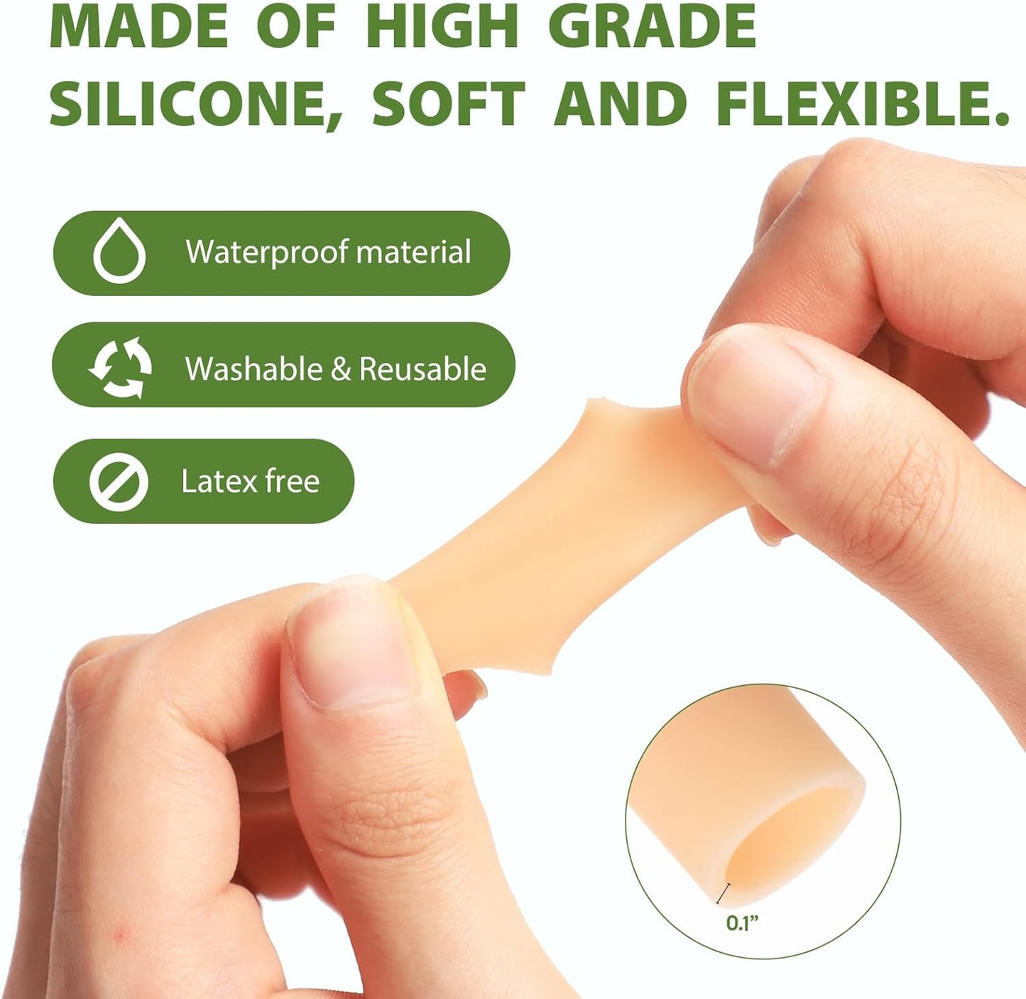 Bukihome Silicone Toe Protectors – 14 Pack Silicone Toe Sleeve for Hammer Toes, Corns, Calluses, Blisters – Soft Gel Protector Toe Cushions for Pain Relief (Beige, Large)