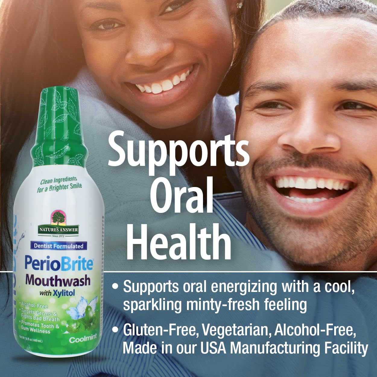 Natures Answer Periobrite Mouthwash 16 oz | Whitens Teeth | Freshens Breath | Removes Plaque | Minimizes Dry Mouth