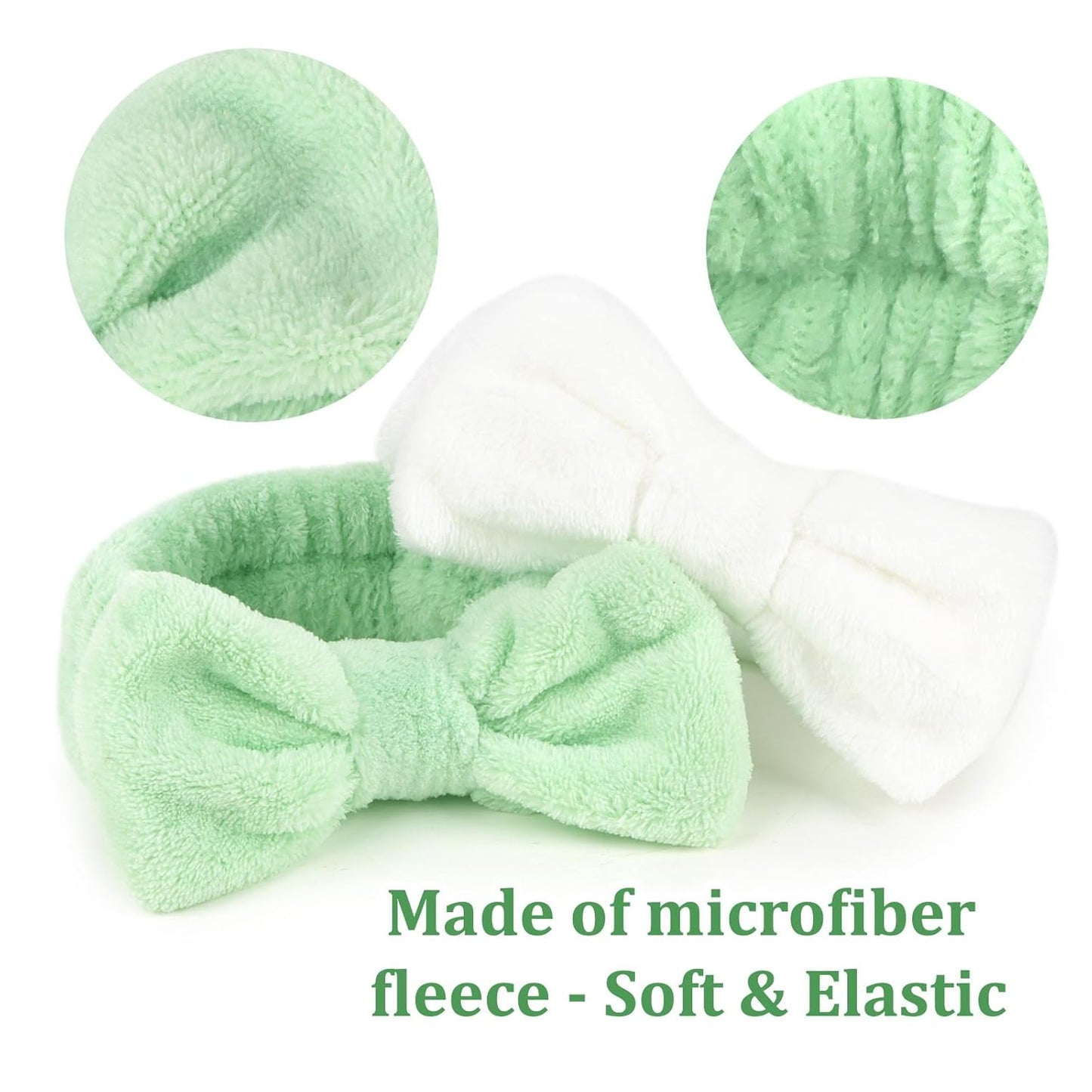 CIEHER 8 Pcs Hairband Set for Bachelorette Party Favors - 1 White + 7 Green, Hair Accessories for Bride Bridesmaid, Securing Hair for Skincare Makeup Headbands Face Wash Headbands for Women