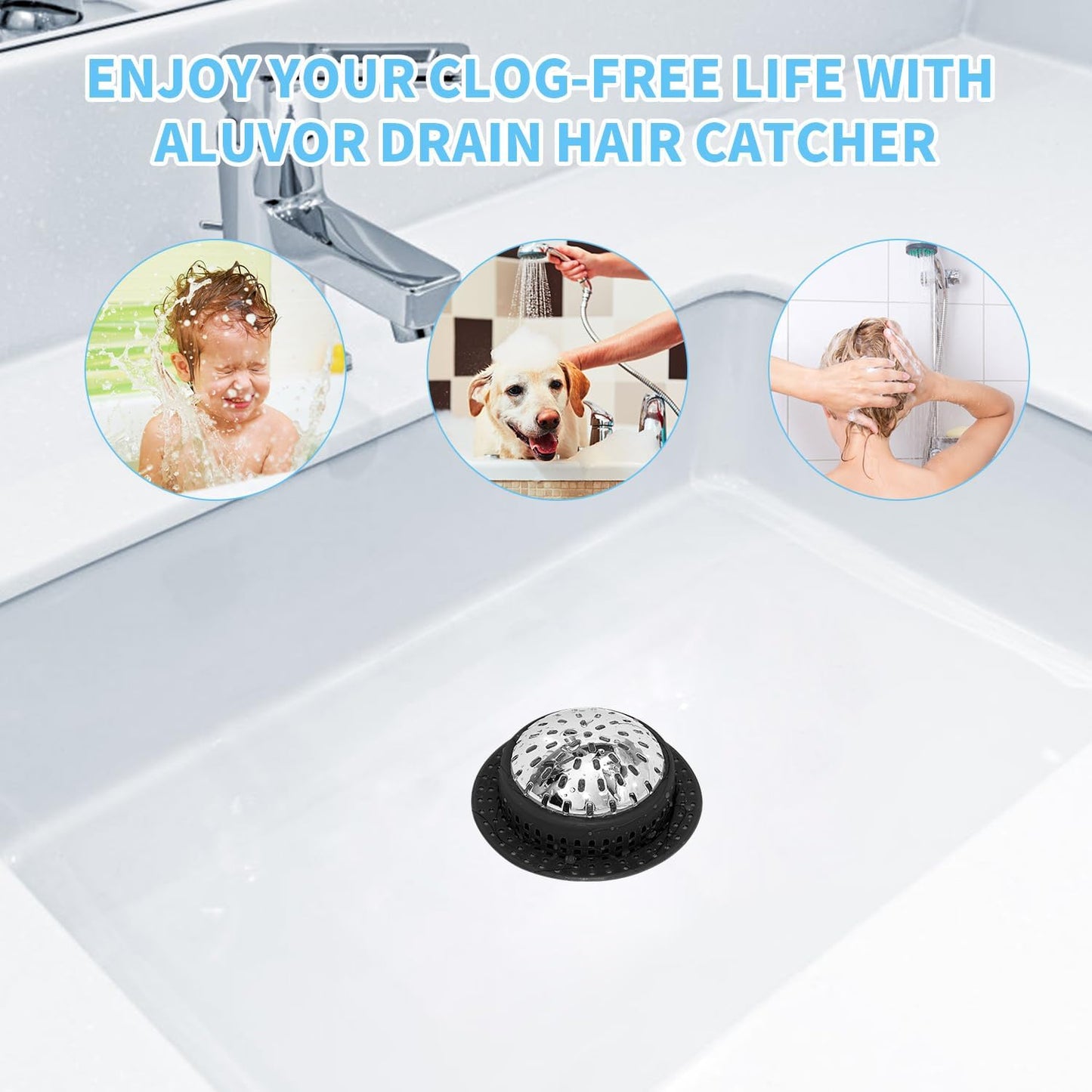 Shower Drain Hair Catcher, Shower Drain Cover, Bathtub Drain Hair Catcher for Pop-Up & Regular Drains