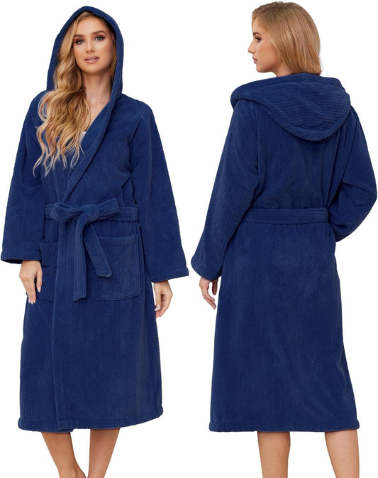 Hooded Bathrobes for Women, Soft Long Towel Robes for Women - Quick Dry yet Warm