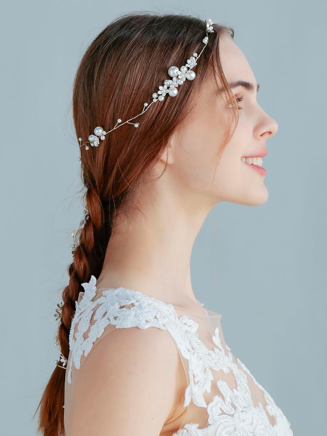 Handmade Pearl Hair Vine Set, 7 Pcs Hairband with Sparkling Pins for Women and Girls, Wedding Hair Accessories, Bridal Headband, Headpieces Crystal for Special Occasions