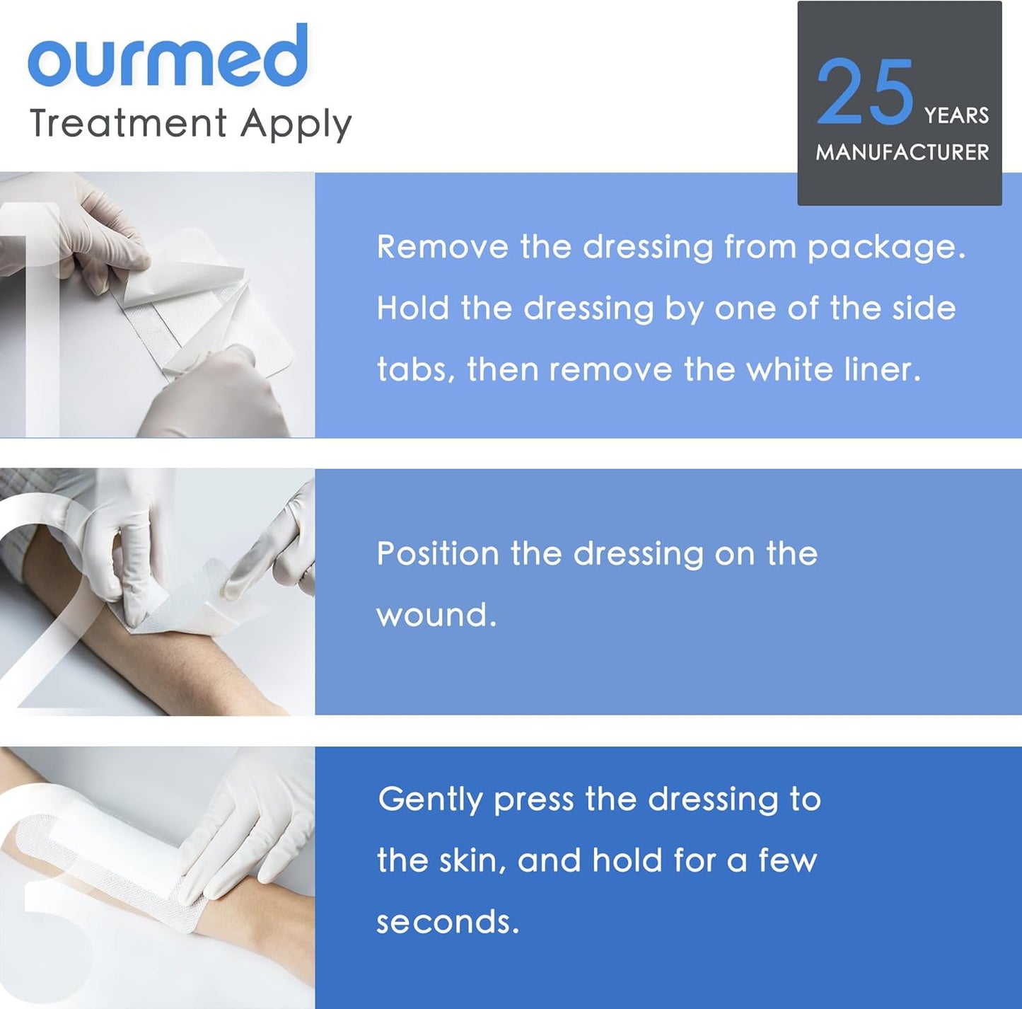 Island Dressing Bordered Gauze 4"x 4"(2"x 2" Absorbent Pad), Pack of 50, Self-Adhesive Sterile Dressing with Highly Absorbent, Latex& Rubber- Free, for Cuts and Scratches