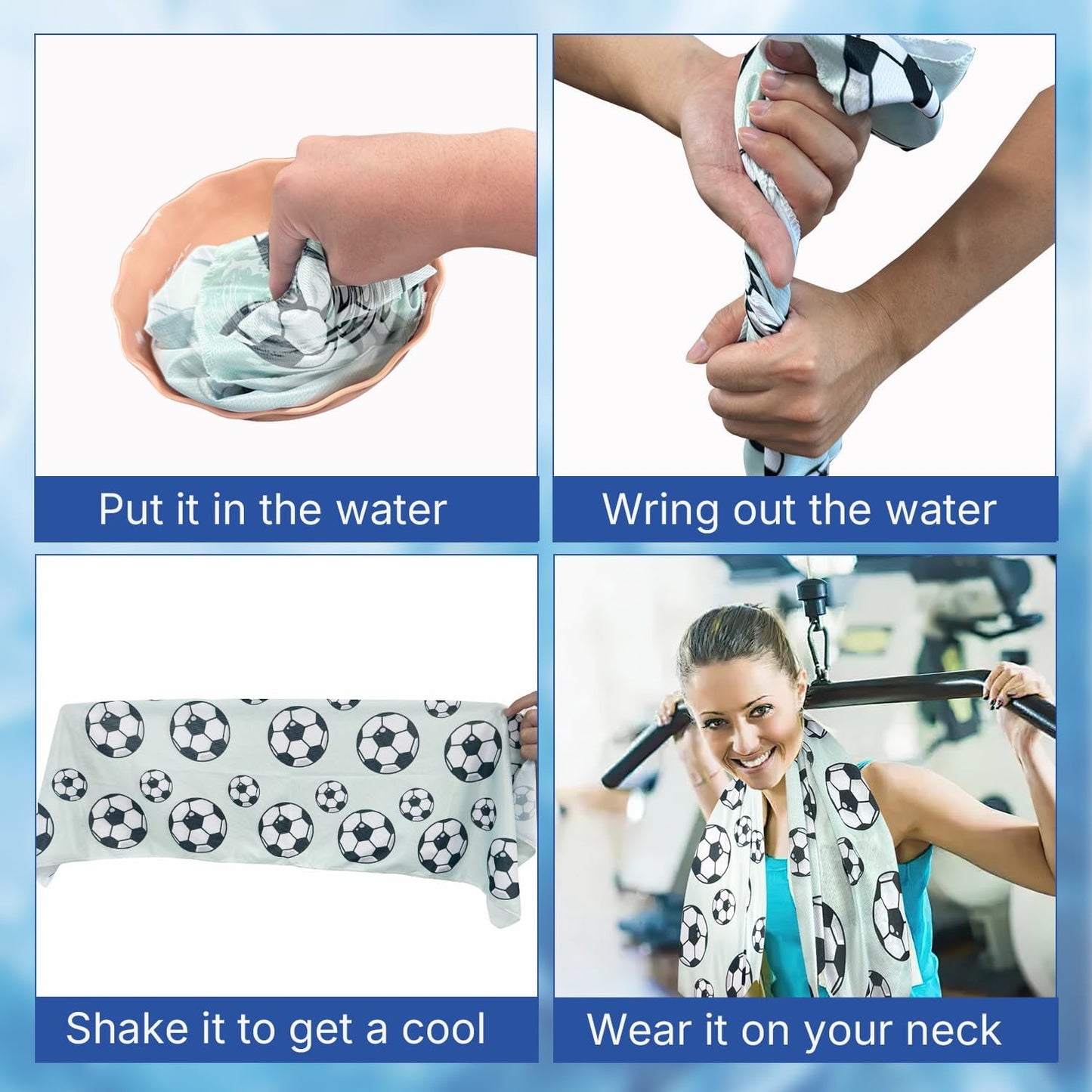 OPSO Softball Cooling Towel Set, 40 x 12 inches, 12 Pack, Microfiber Sports Towels for Baseball, Soccer, Golf LCE Towel Microfiber Sports Towels for Player (Soccer)