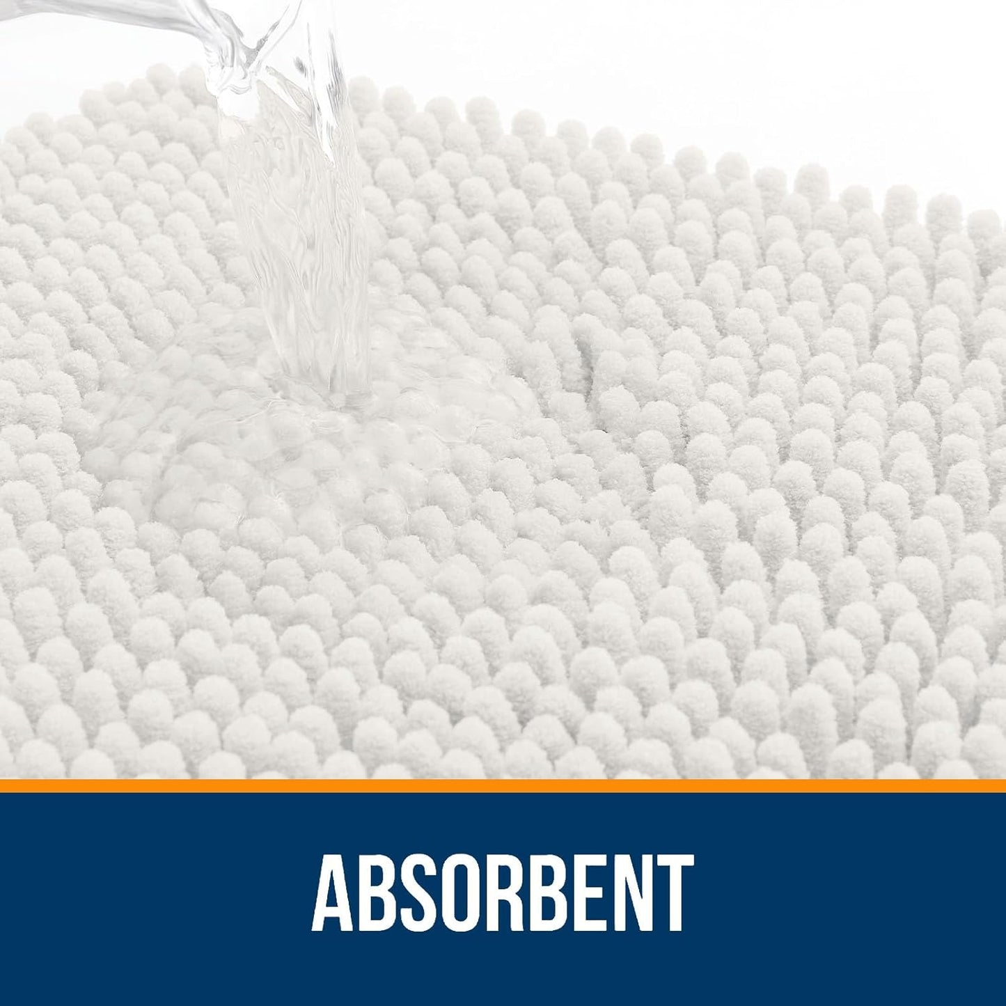 OLANLY Bathroom Rugs 59x24, Extra Soft Absorbent Chenille Bath Rugs, Rubber Backing Quick Dry, Machine Washable Bath Mats for Bathroom Floor, Tub and Shower, Home Decor Accessories, Ivory