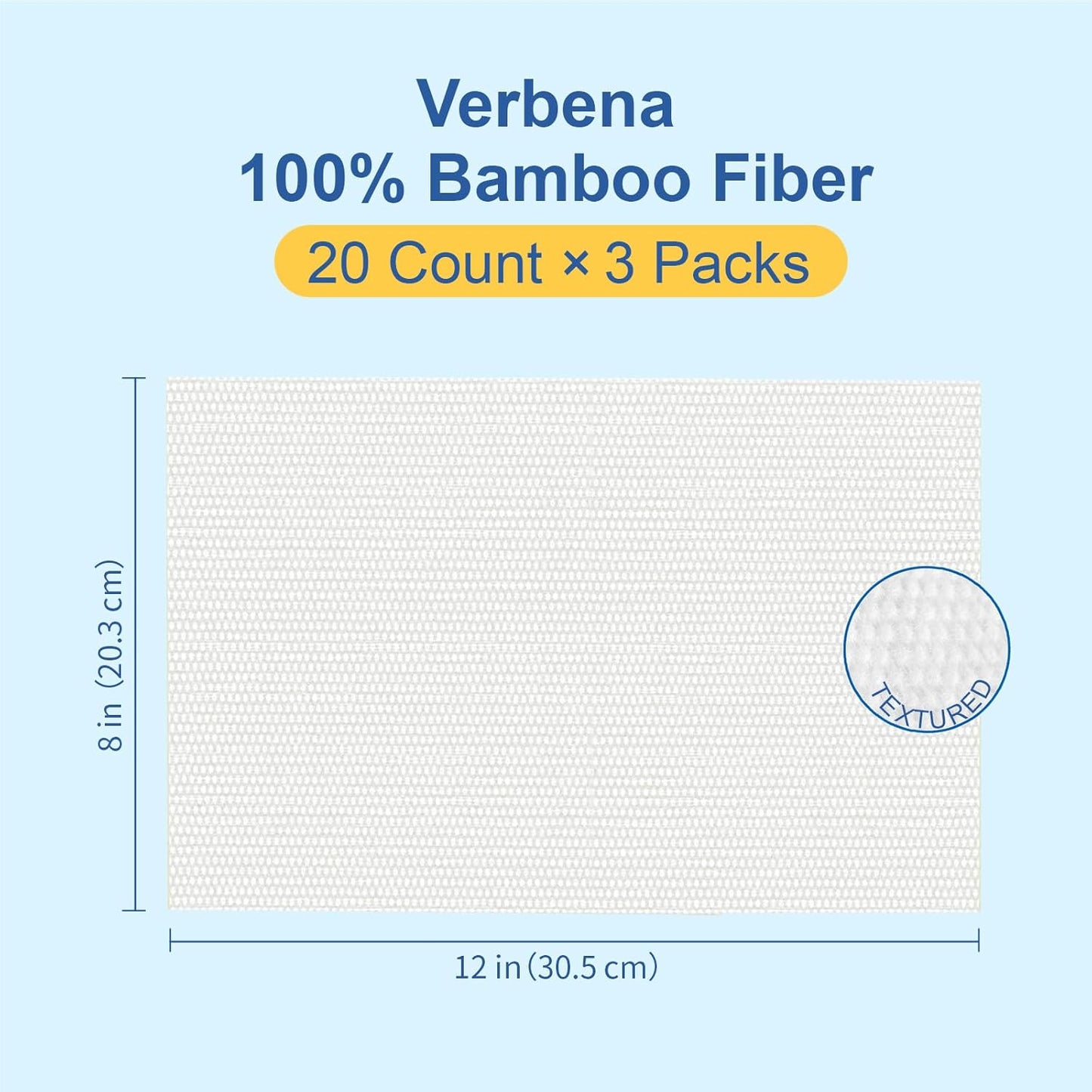 Bamboo Body & Face Wipes for Adults Bathing No Rinse, Shower Wipes 60 Count, 12"x8" Extra Thick, Verbena Scent, Biodegradable Disposable Washcloths for Travel, Elderly, Car, Gym, Camping