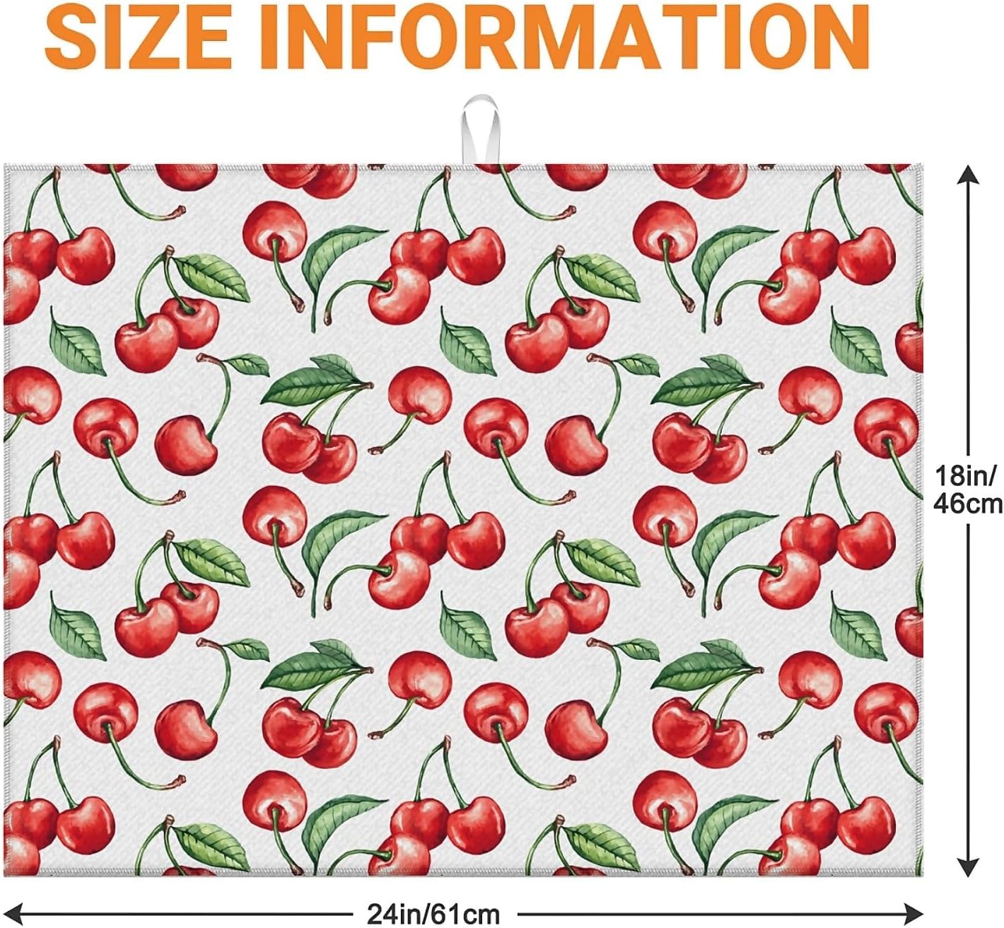 Dish Drying Mat For Kitchen Counter, Cherry Leaf Microfiber Absorbent Dish Drainer Rack Pad Reusable Large 18x24in Drying Mat