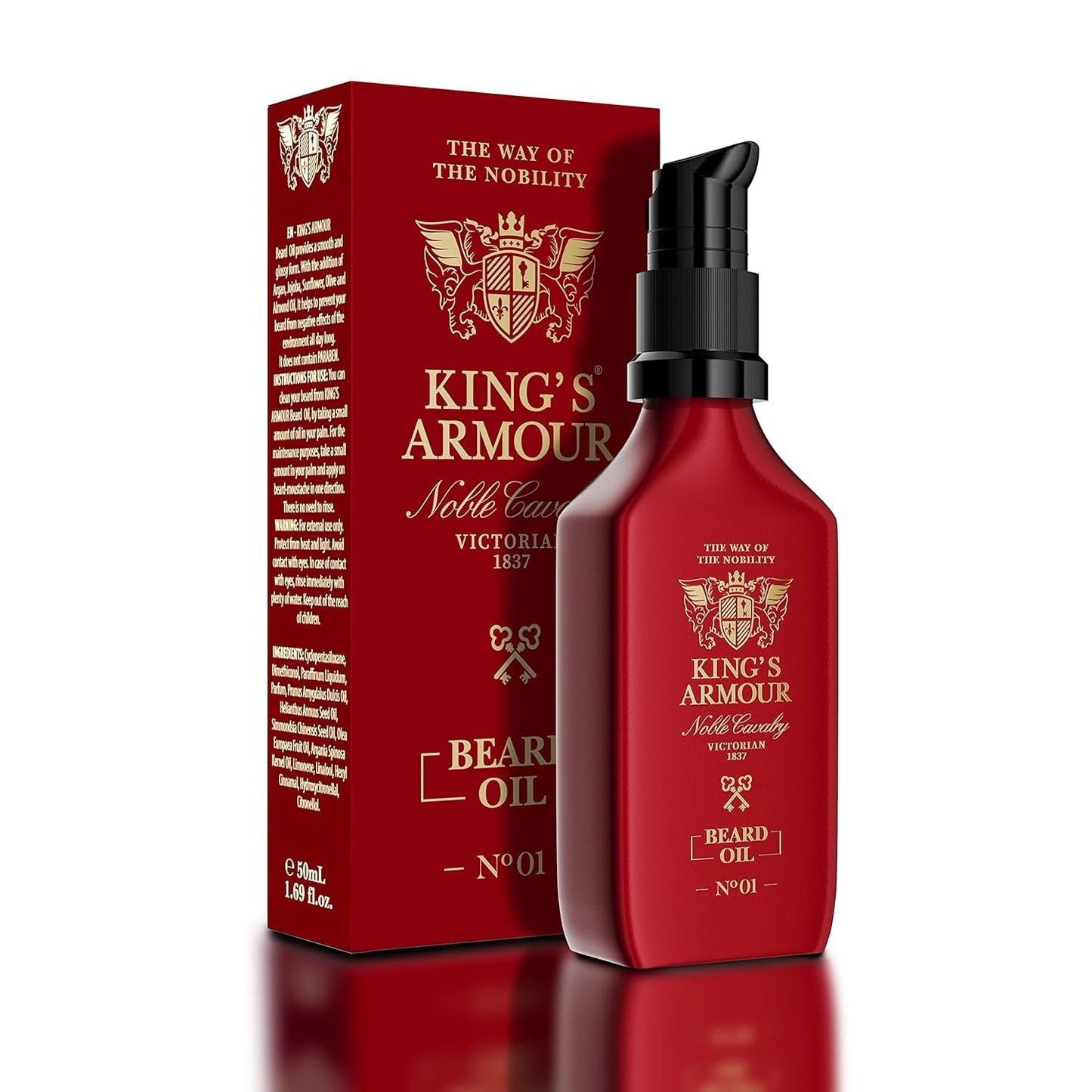 King's Armour Nourishing Beard Oil for Men | Argan, Jojoba, Almond & Olive Oils | Soften, Strengthen & Add Shine | Royal Beard Elixir – 50 ml (1.69 Fl Oz)