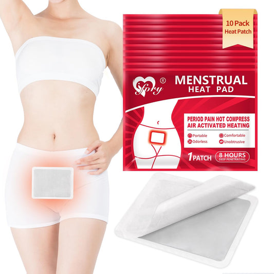 Heat Patches for Menstrual Cramp Relief, Adhesive Heating Patches for Period Cramps, Portable Instant Hot Packs, Travel Size Heat Pads on Cruise- 10 Packs