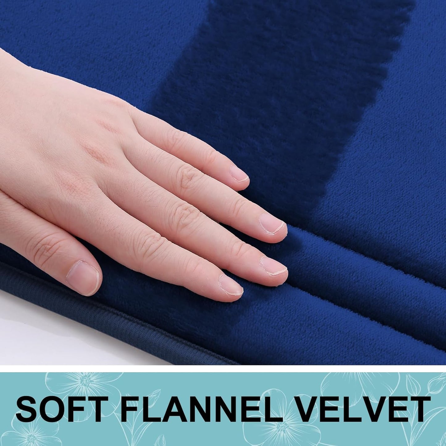 Grandaily Memory Foam Bath Mat Rug 59x20, Ultra Soft, Non-Slip and Absorbent Bathroom Rugs, Machine Wash Dry, Comfortable Bath Carpet for Bathroom Floor, Tub and Shower, Navy Blue