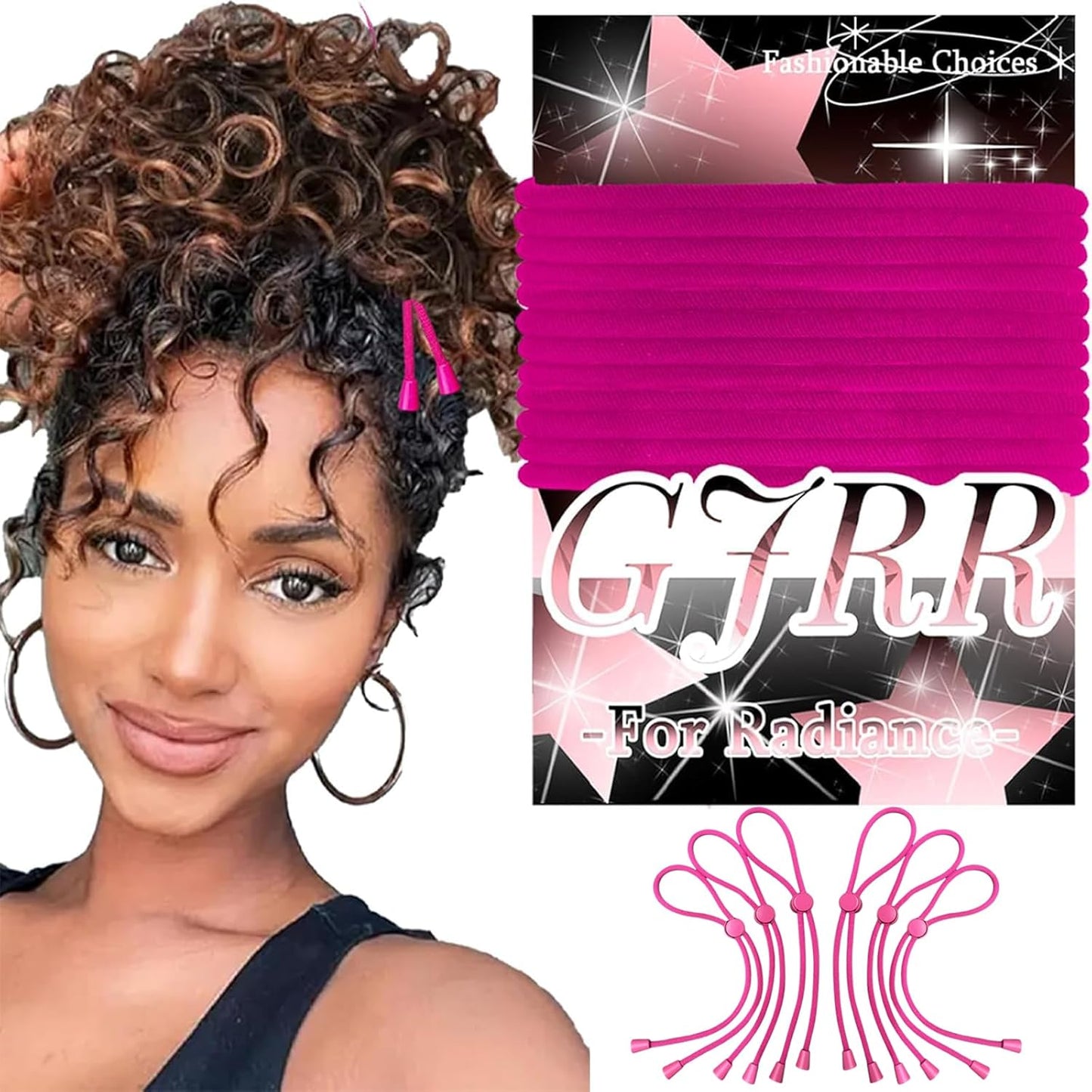 6pcs Pink Afro Hair Tie, Adjust Hair Ties for Thick Hair, Adjustable Headbands for Women, Hair Tie for Curly Hair, Large Adjustable Length Satin Hair Ties for Afro Puff