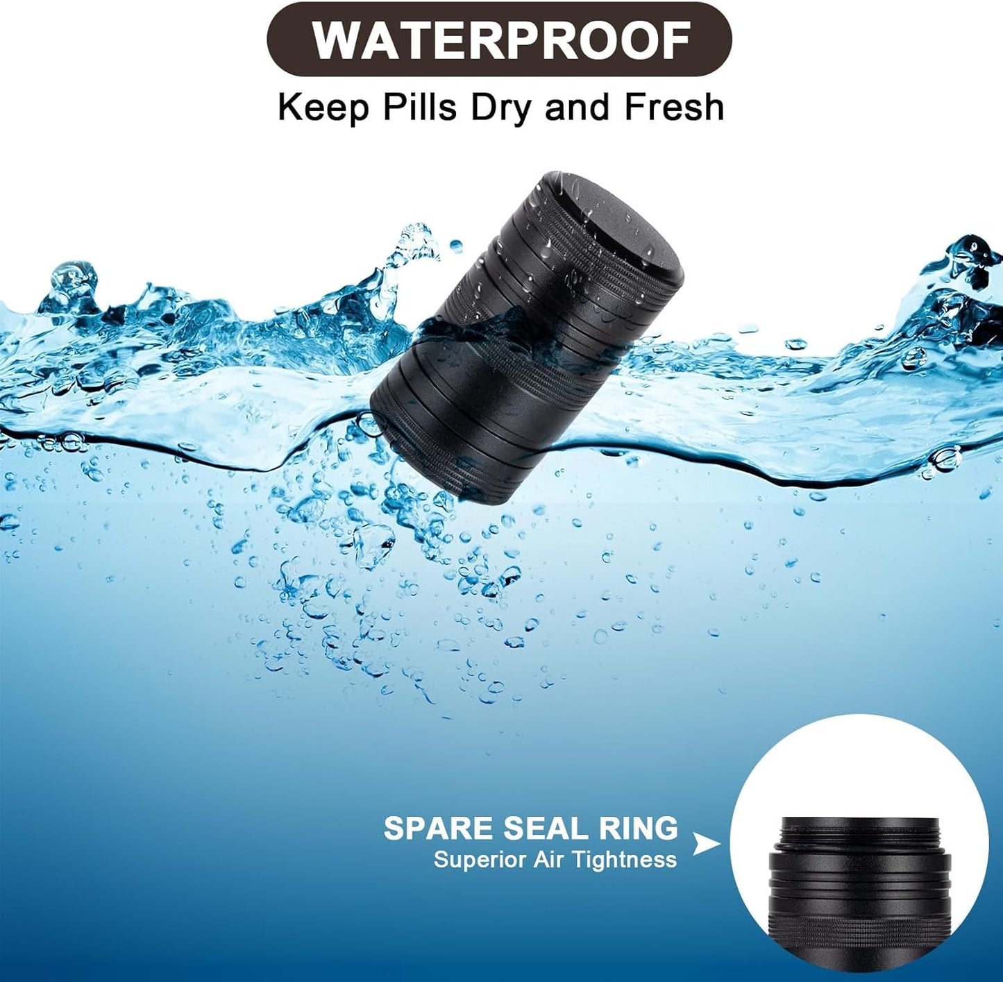 Metal Pill Box 2 Times a Day - Waterproof Samll Pill Case for Purse - Travel Pill Container, Portable Medicine Organizer Holder for Vitamin, Fish Oils, Supplements 1 Pack