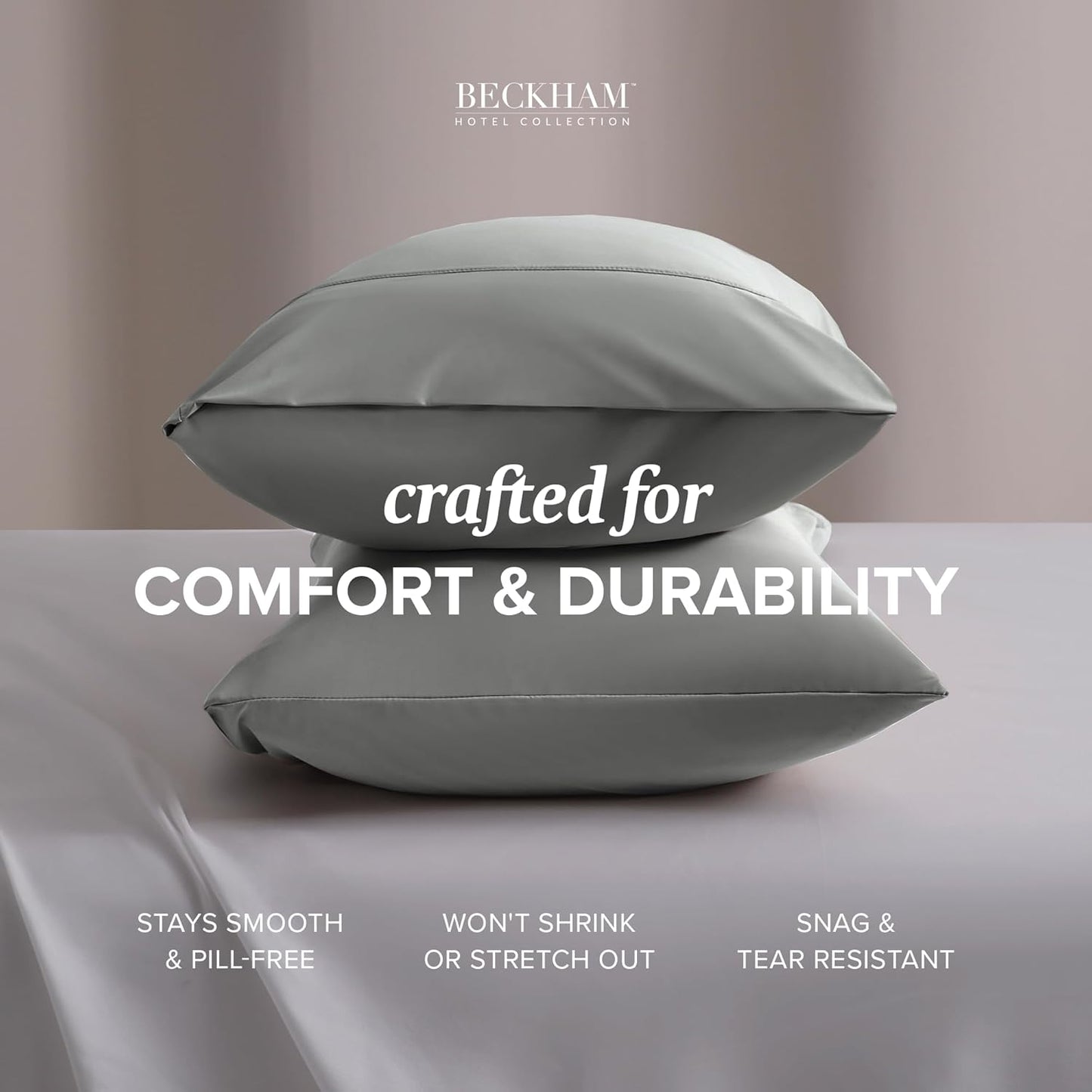 Beckham Hotel Collection Cooling Pillowcases for Hot Sleepers, Standard/Queen Size Set of 2, Cool Bedding, Envelop Closure, Silky Soft, Breathable, Moisture-Wicking, Dark Gray