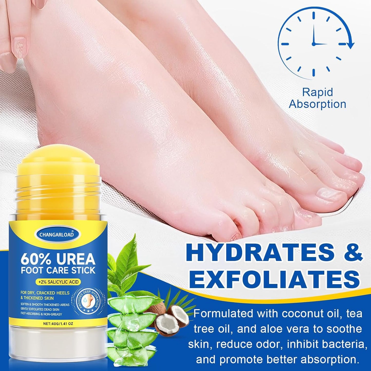 60% Urea + 2% Salicylic Acid Foot Cream–Ultra-Moisturizing Formula, Exfoliates Dead Skin, Softens Dry, Cracked Skin on Feet, Knees, Hands, Elbows. Helps soften callused, rough, or tender areas 1.41oz