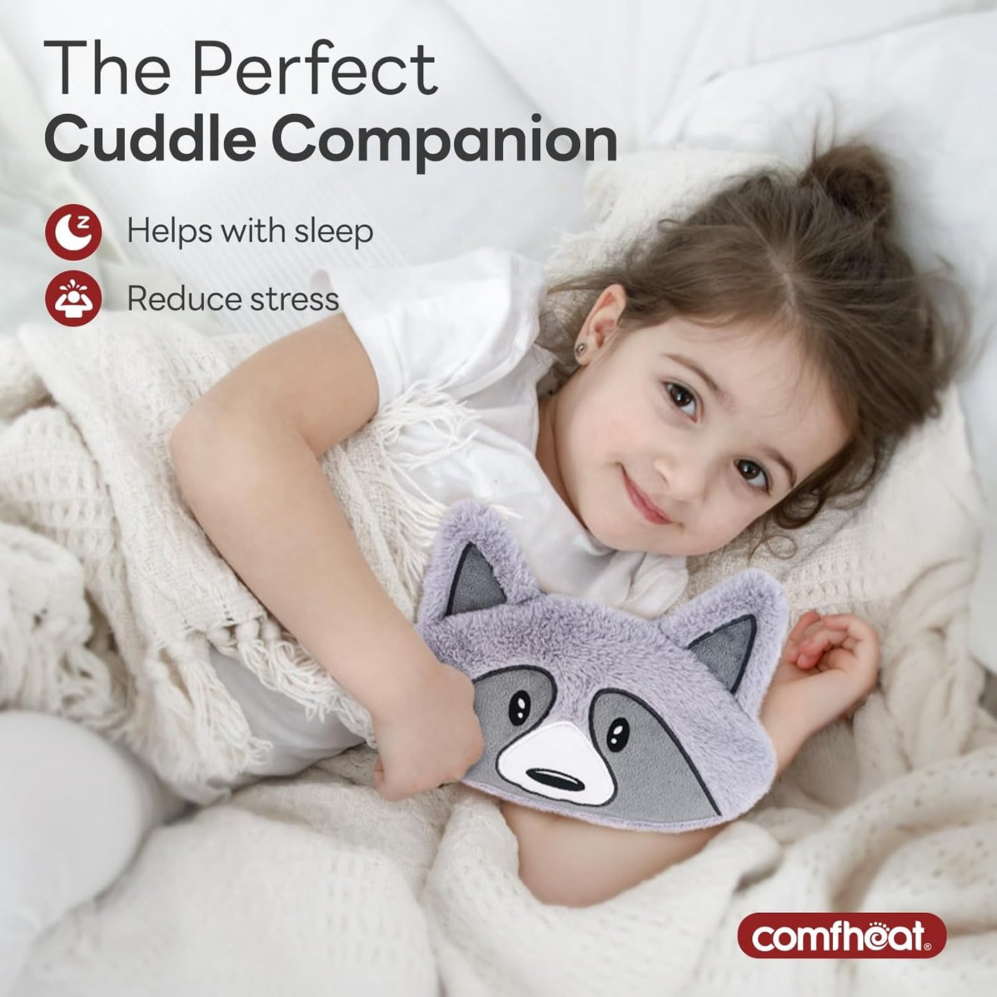 Raccoon Microwave Heating Pad - Hot & Cold Therapy with Natural Flaxseed Filling, Moist Heat for Cramps, Shoulder, Muscle Pain Relief, Natural Heat Pack Moist Heat with Washable Cover