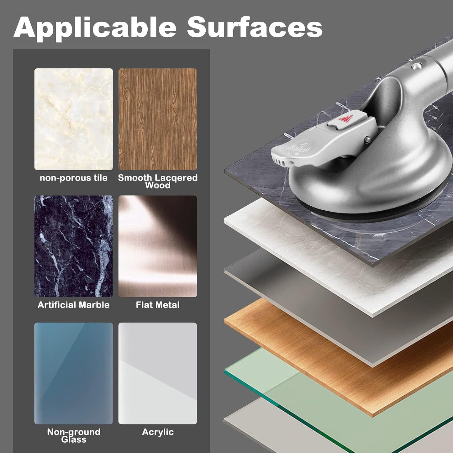 Heavy Duty Suction Shower Grab Bar - Toilet Bathroom Bathtub Safety - Shower Handles, Suction Cup Power Up to 250 LB, Perfect for Elderly Seniors(18.5 Inch, Gray Silver) ver