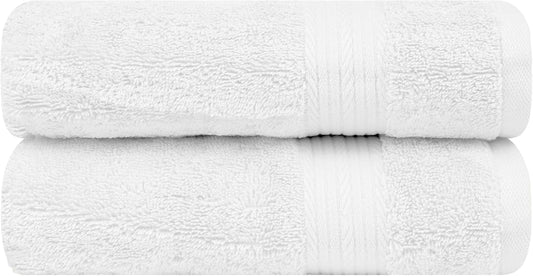 Ample Decor Hand Towels for Bathroom 18 X 28 Inch 600 GSM 100% Cotton, Soft Absorbent - Set of 2 - White