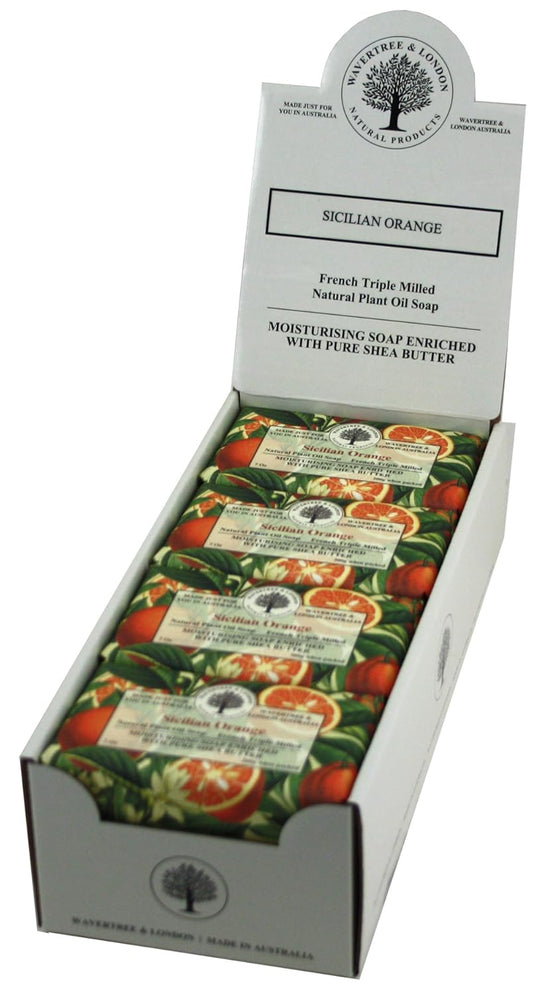 Wavertree & London Sicilian Orange Scented Natural Soap (8 Bars), 7oz Moisturizing French Triple Milled Soap Bars enriched with shea butter - Pure Plant Oil Bath & Body Soap for All Skin Types