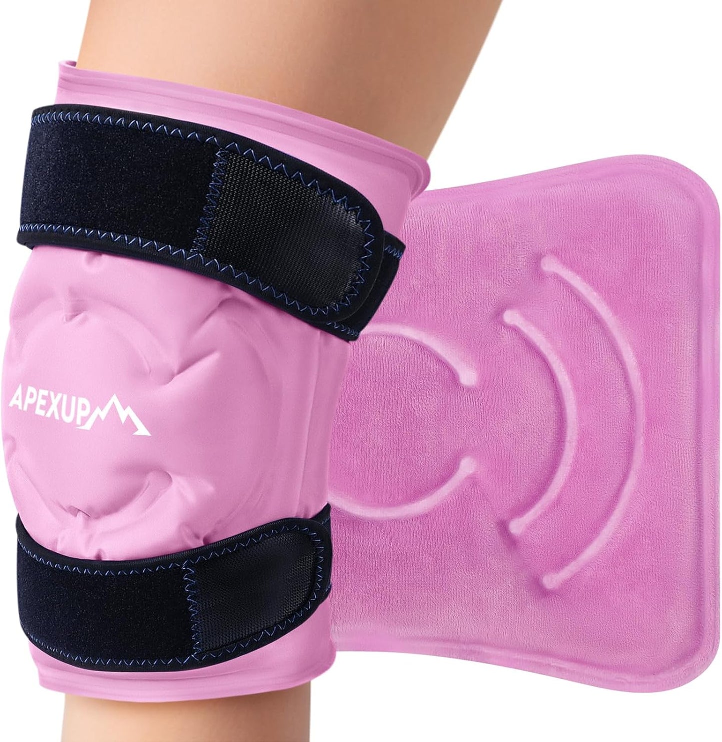APEXUP Ice Pack for Knee Pain Relief, Large Reusable Wrap After Surgery, Flexible Gel Cold Pack for Injuries, Pain Relief for Back, Shoulder, Elbow, Ankle and Leg (Pink, XXL, 1PK)
