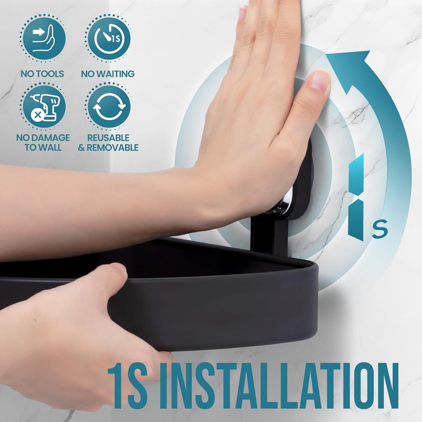 TAILI Corner Shower Caddy with Suction Cup Hooks, Aluminum Corner Shelf Basket， Wall Mounted Organizer Rack for Shampoo, No-Drilling Rustproof for Kitchen and Bathroom