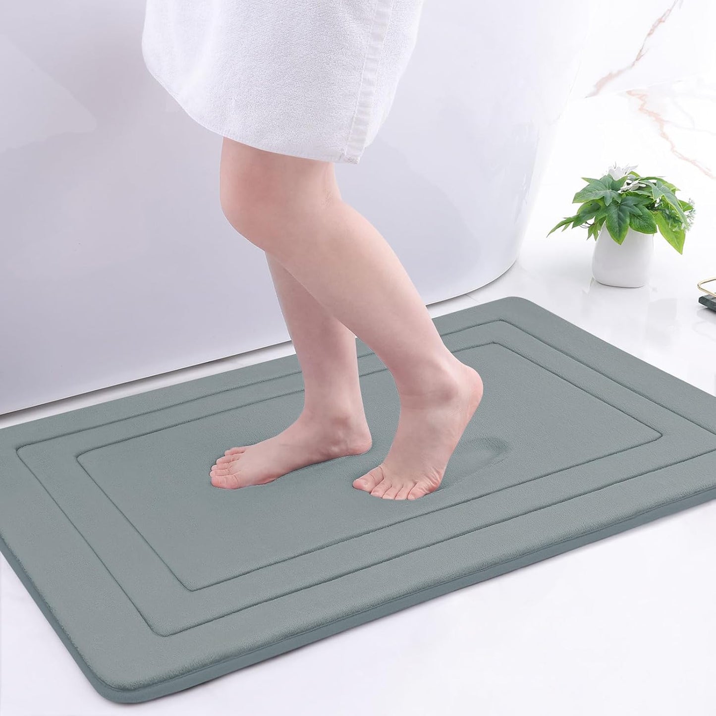 Arotive Memory Foam Bathroom Rug Mat 36x24, Ultra Soft and Absorbent Bath Mat, Machine Wash Dry, Comfortable Bath Rug Carpet for Bathroom Floor, Tub and Shower, Grey