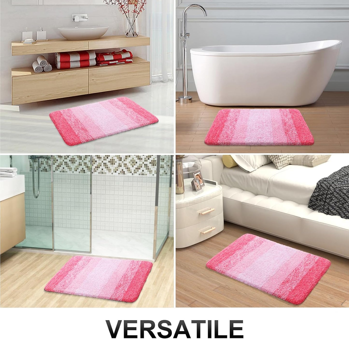 OLANLY Bathroom Runner Rugs 47x24, Extra Soft Absorbent Microfiber Bath Rugs, Rubber Backing, Quick Dry, Machine Washable Bath Mats for Bathroom Floor, Tub and Shower, Home Decor Accessories, Pink