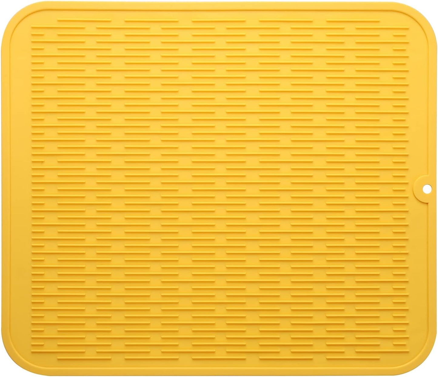 Silicone Dish Drying Mat for Multiple Usage,Easy clean,Eco-friendly,Heat-resistant Silicone Mat for Kitchen Counter or Sink,Refrigerator or Drawer Liner Yellow 2XL 24 inches x 18 inches
