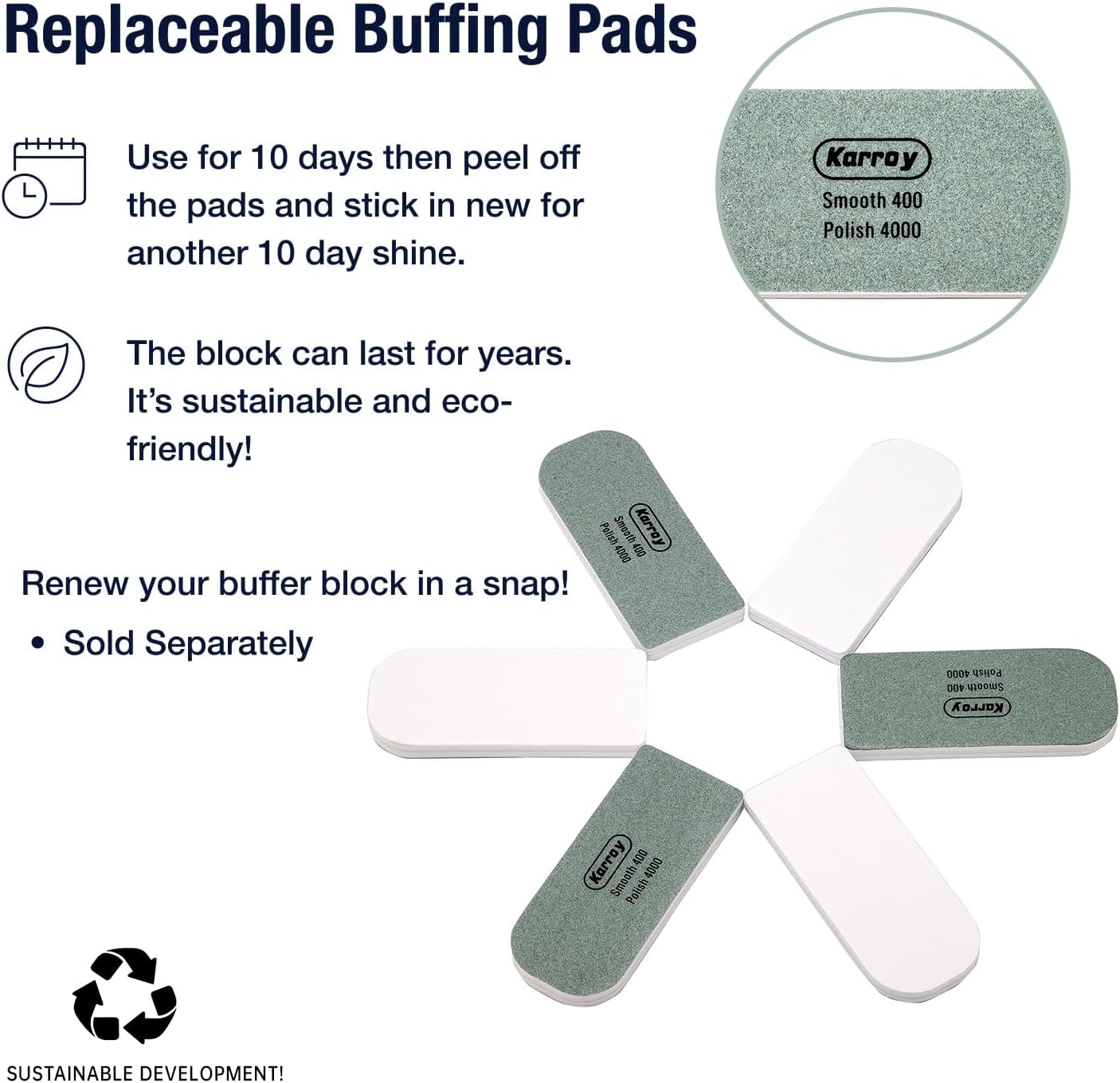 Nail Files and Buffers for Natural Nails Smooth and Polish Gel Surface 400/600/4000 Grit (B-Arch)