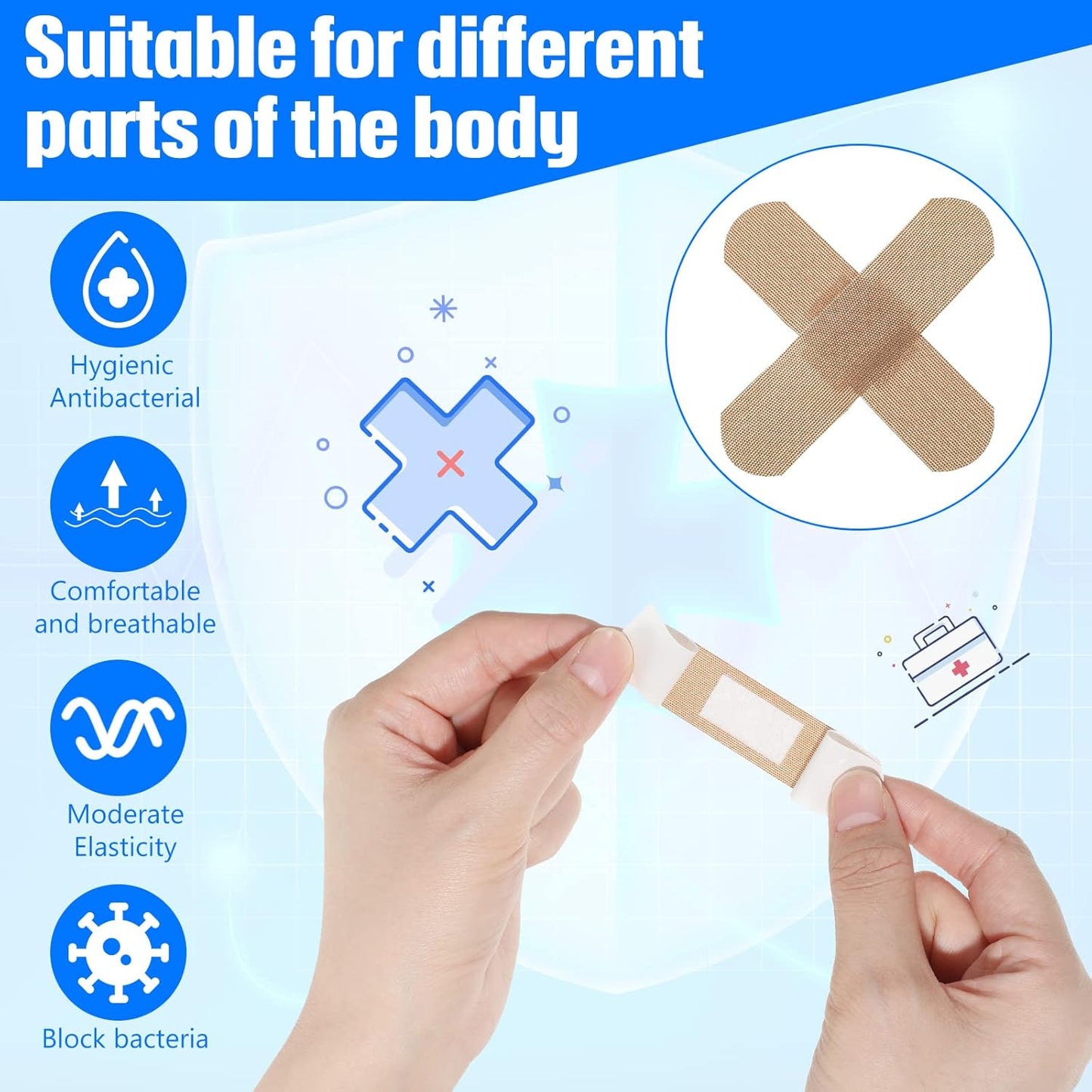 400 Pcs Flexible Fabric Adhesive Bandages Bulk Assorted Breathable Bandages for Finger Wound Family First Aid Skin Wrap(4 Styles)