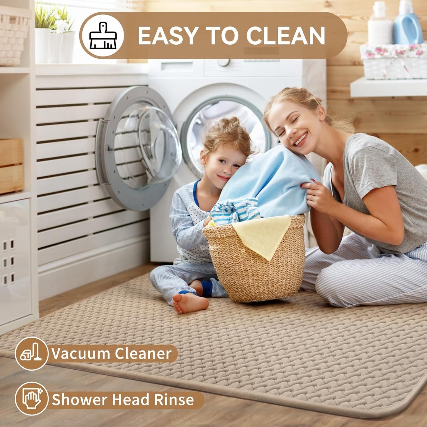 Bathroom Rugs Non Slip, Super Absorbent Quick Dry Bath Mat, Foam Weave Texture Rubber Backing Ultra Thin Bathroom Mats Fit Under Door Bathroom Floor Bathtub Shower