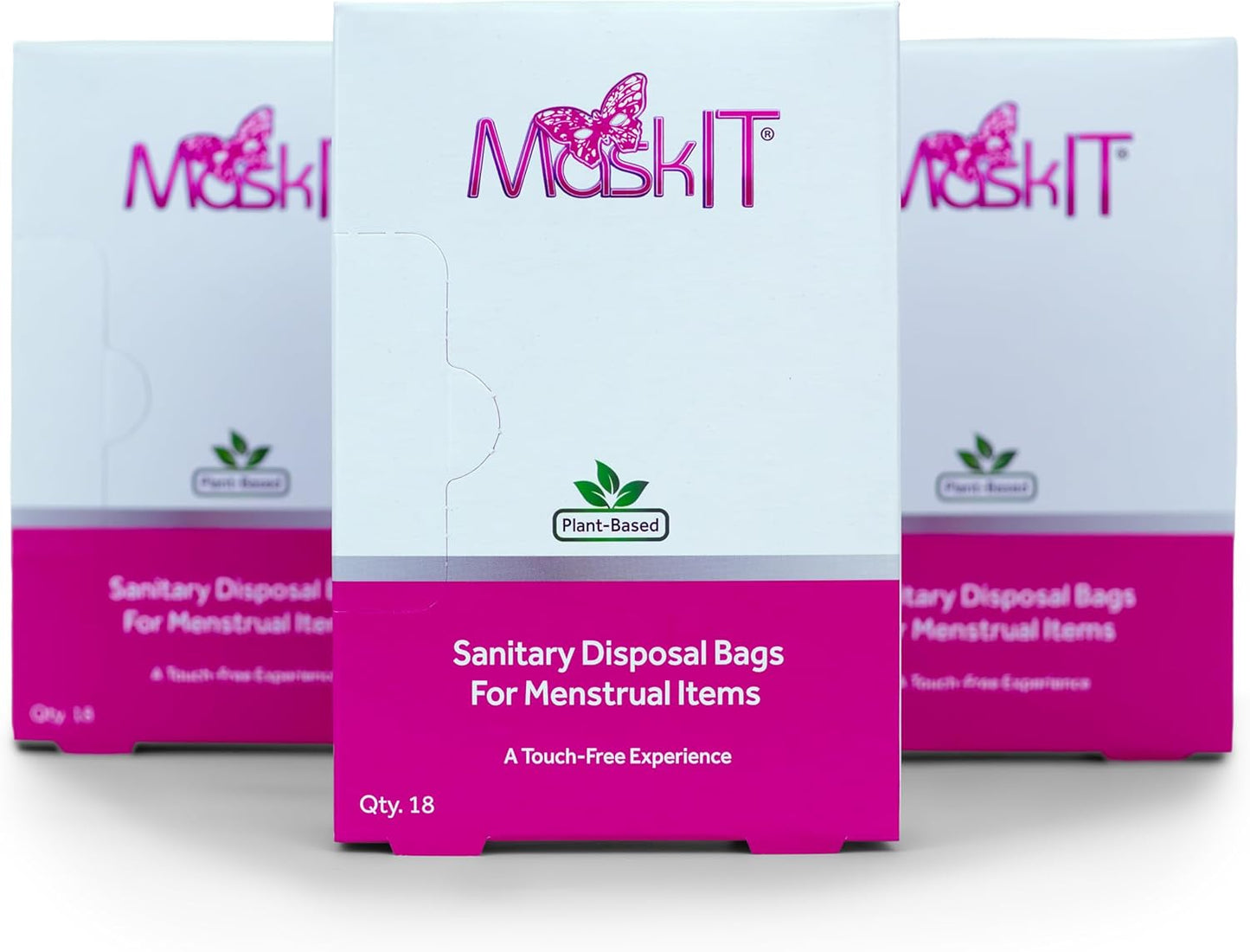 MaskIT Sanitary Napkin Disposal Bags — Plant-Based Disposal Bags for Sanitary Napkins, Period Panties, and Other Menstrual Products — Disposable Pad Pouch for Home & On The Go. — 3 Pack, 54 Count