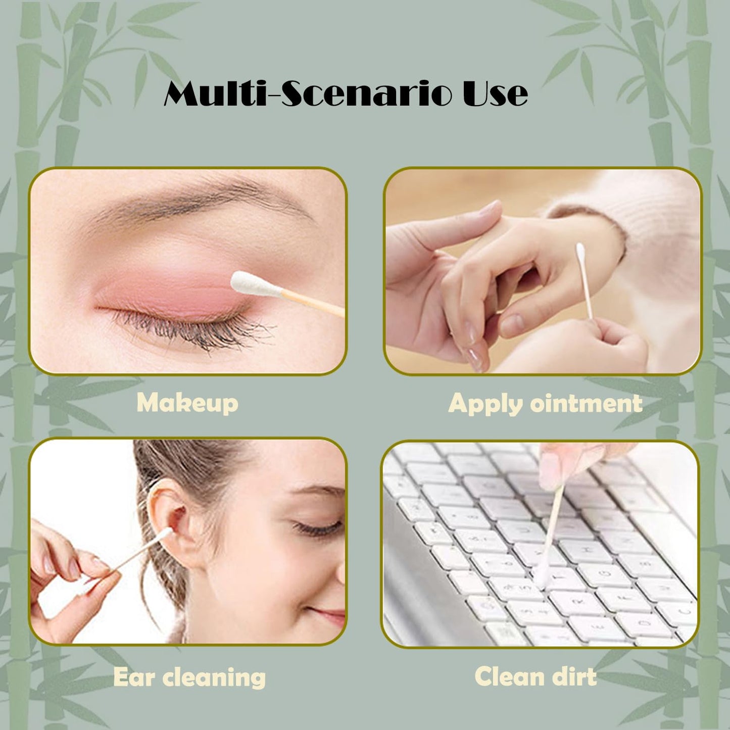 Natural Bamboo Cotton Swabs For Home & Beauty Care, Dual Round Tips,Eco-Friendly Paper Pack 500 Count