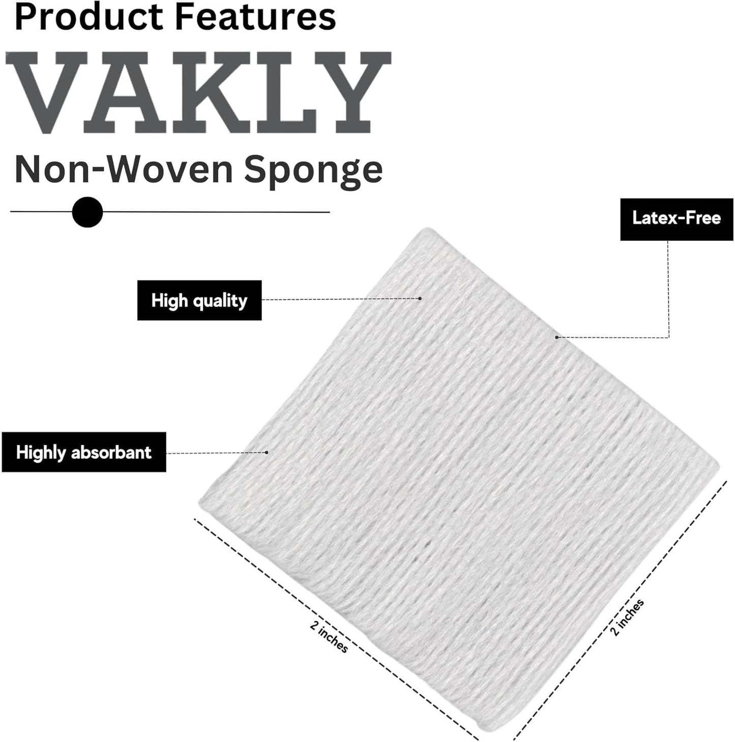 Non-Sterile Gauze Pad - Non-Woven 4 Ply Highly Absorbent Gauze Pad Dressing Sponges- Great for First Aid Medical, Dental and Wound Care, Prepping, Scrubbing & Cleaning (2x2 (600 Count))
