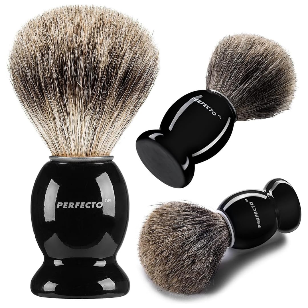 Perfecto Synthetic Bristles Shaving Brush For Men, Engineered for The Best Shave of Your Life. Shave Brush for Wet Shave for Safety Razor - Barbers Accessories, Gift For Him
