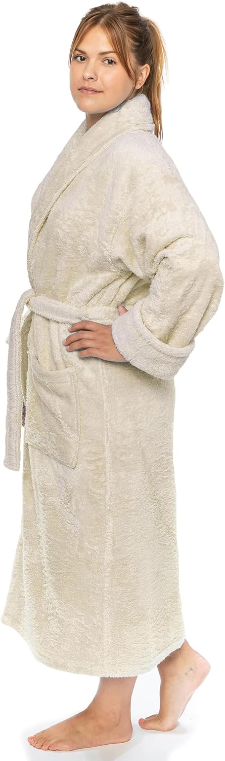 Classic Turkish Towels CTT Premium 100% Turkish Cotton Terry Cloth Bath Robe for Women & Men, Soft & Plush Long Unisex Robe