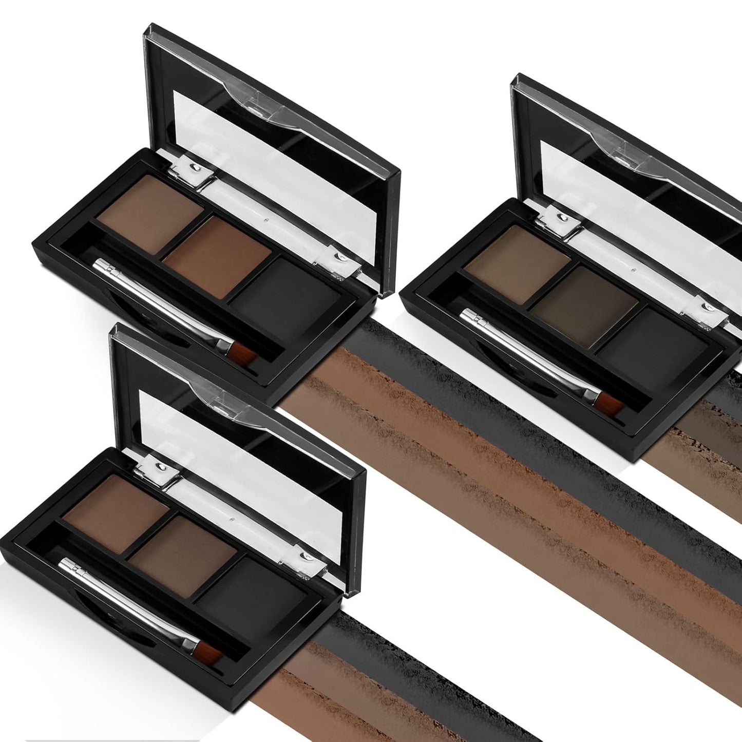 3 Colors Eyebrow Powder Set, Brow Powder Makeup Palette, Defining and Sculpting Brows, Waterproof Eye Contour Kit with Brush Applicator