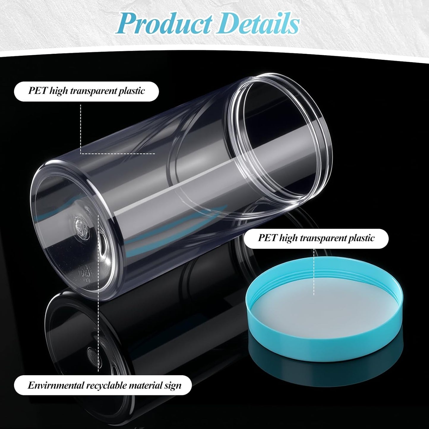 Patelai 4 Pieces Round Wide-mouth Leak Proof Plastic Container Jars with Lids for Travel Storage Makeup Beauty Products Face Creams Oils Salves Ointments DIY Making(32 Ounce,Blue)