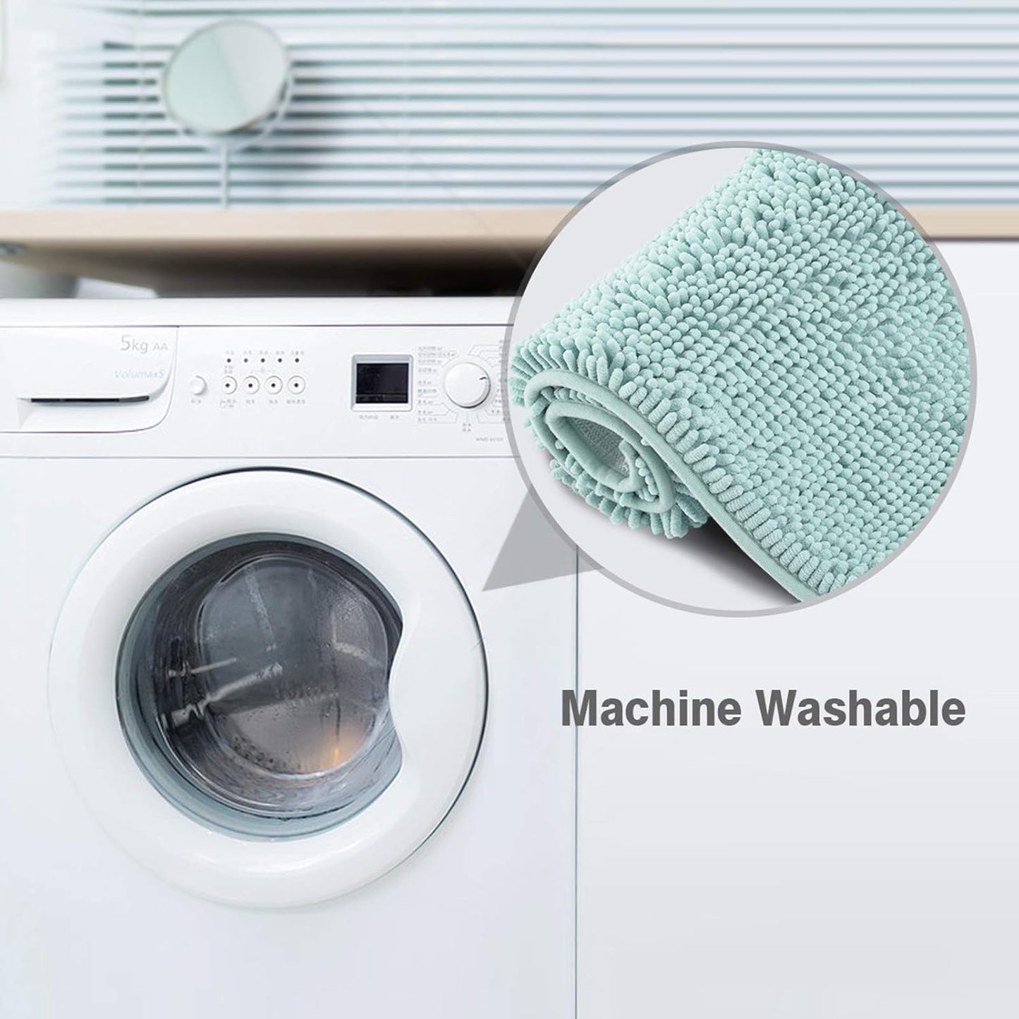 ITSOFT Plush Bathroom Rug 59x21, Absorbent Machine Washable Non Slip Chenille Bath Mats, Quick Dry Bathmat, Bath Rugs for Bath, Shower, Bedroom, or Door Mat, Spa Blue