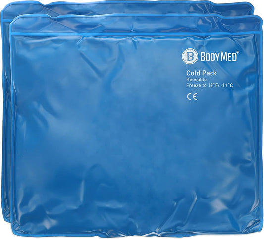 BodyMed Reusable Vinyl Ice Pack (2-Pack) for Knee, Arm, Elbow, Shoulder, Back - Professional Grade Cold Therapy for Injuries, Aches, Swelling, Bruises, Sprains - 14 in. x 12 in. (Standard)