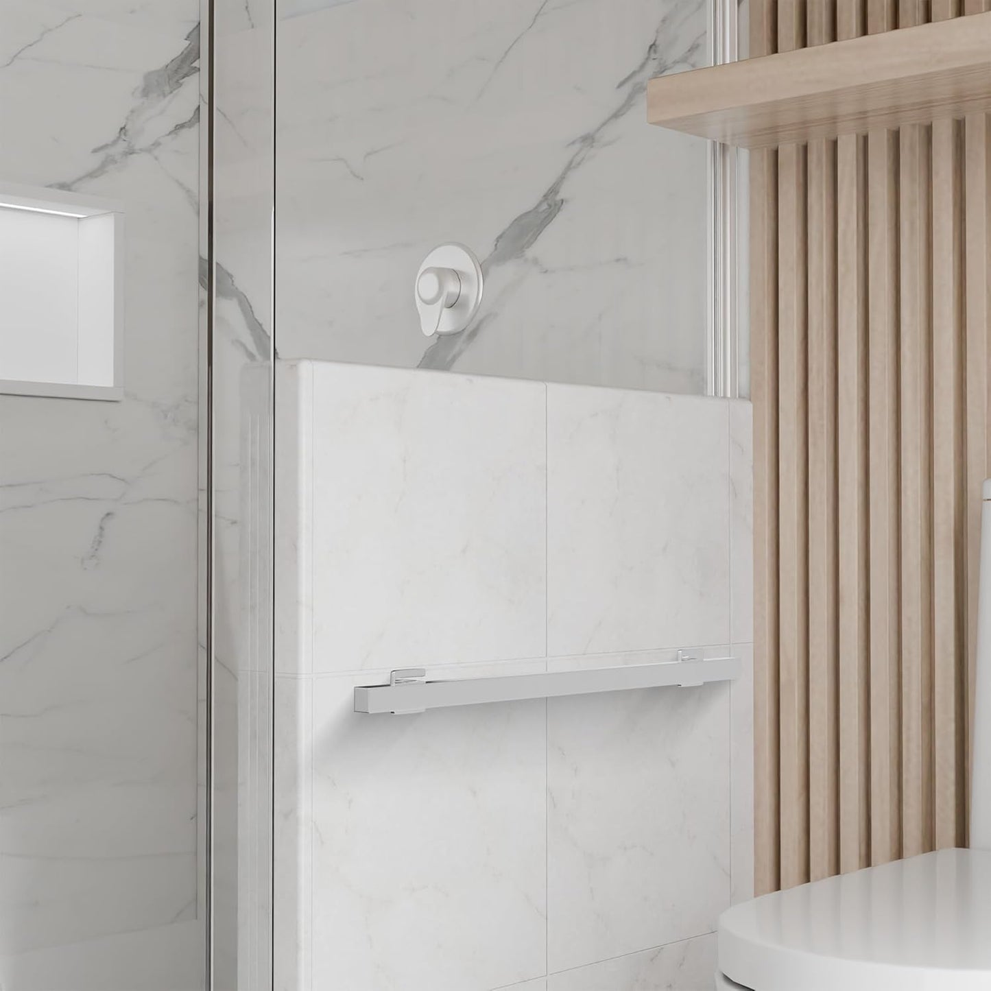 Brixwell Straight Square Grab Bar Stainless Steel Material, Polished Stainless Finish, 31-1/2" Length, 24" Hole Spacing, Tubular 1-1/4" Diameter, Included Cover Flanges and Mounting Hardware