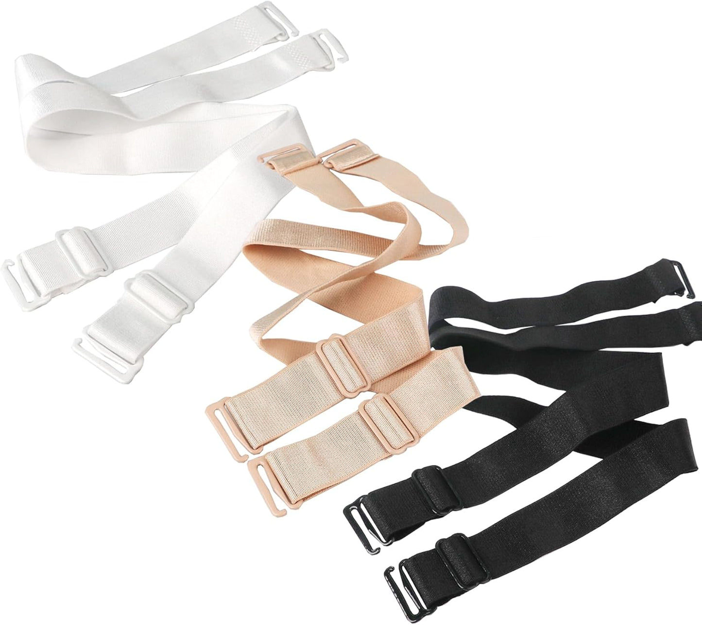3 Pairs Bra Straps Replacement Elastic Adjustable Removable Shoulder Straps Multi-size