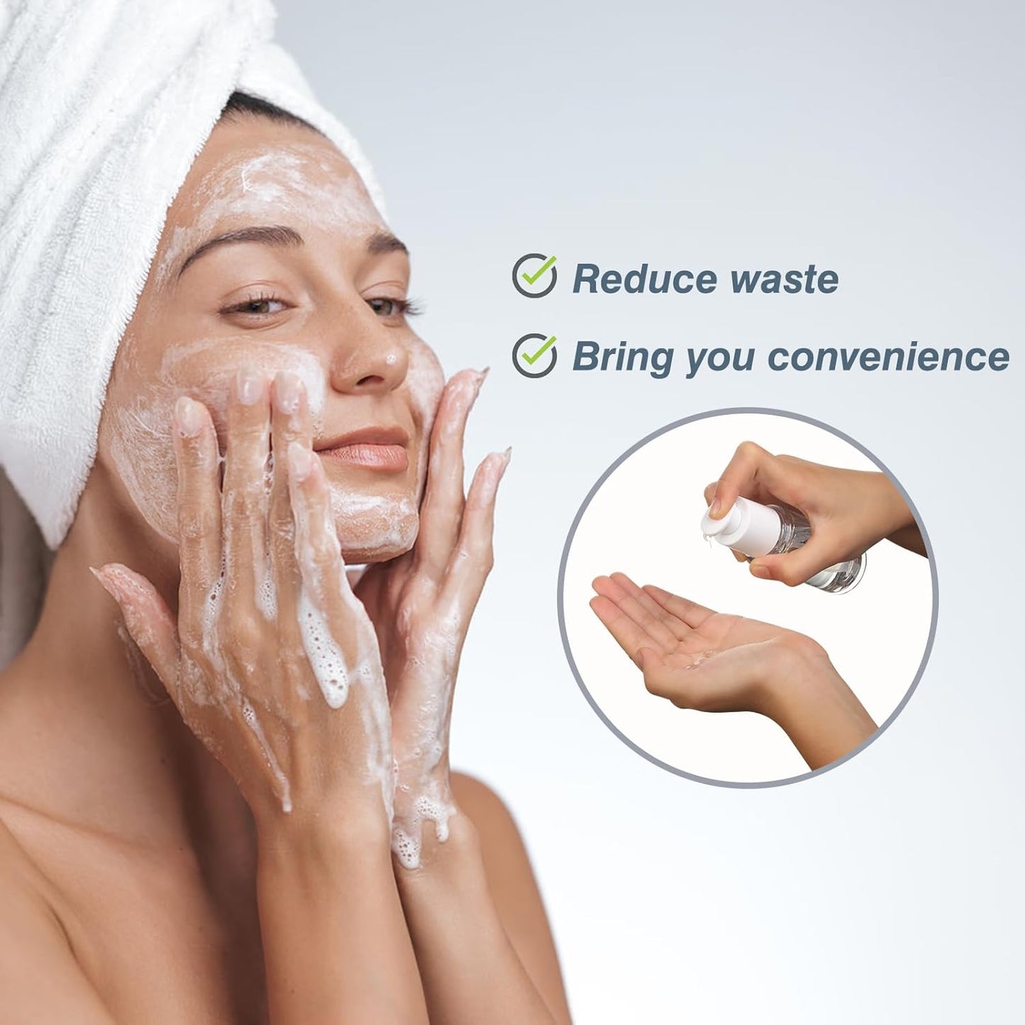 Boenoea Small Pump Bottle 1.7oz/50ml Travel Cosmetic Cream Pump Bottles Empty Pump Dispenser for Shampoo Lotion and Cream 3 Pack Clear