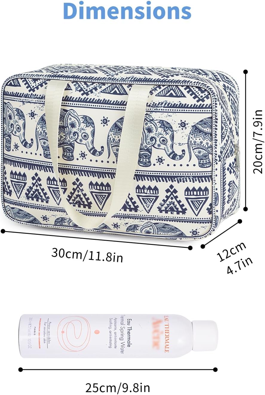 Full Size Toiletry Bag Women Large Cosmetic Bag Travel Makeup Bag Organizer Medicine Bag for Toiletries Essentials Accessories (Large, Elephant)