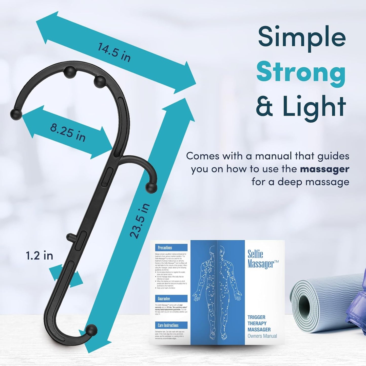 Lifelong Trigger Point Massage Tool for Pain Relief Deep Tissue, Full Body Handheld Massage Stick Hook Back Neck Shoulder Multi-Pressure Point Massager Cane for Women & Men, Black