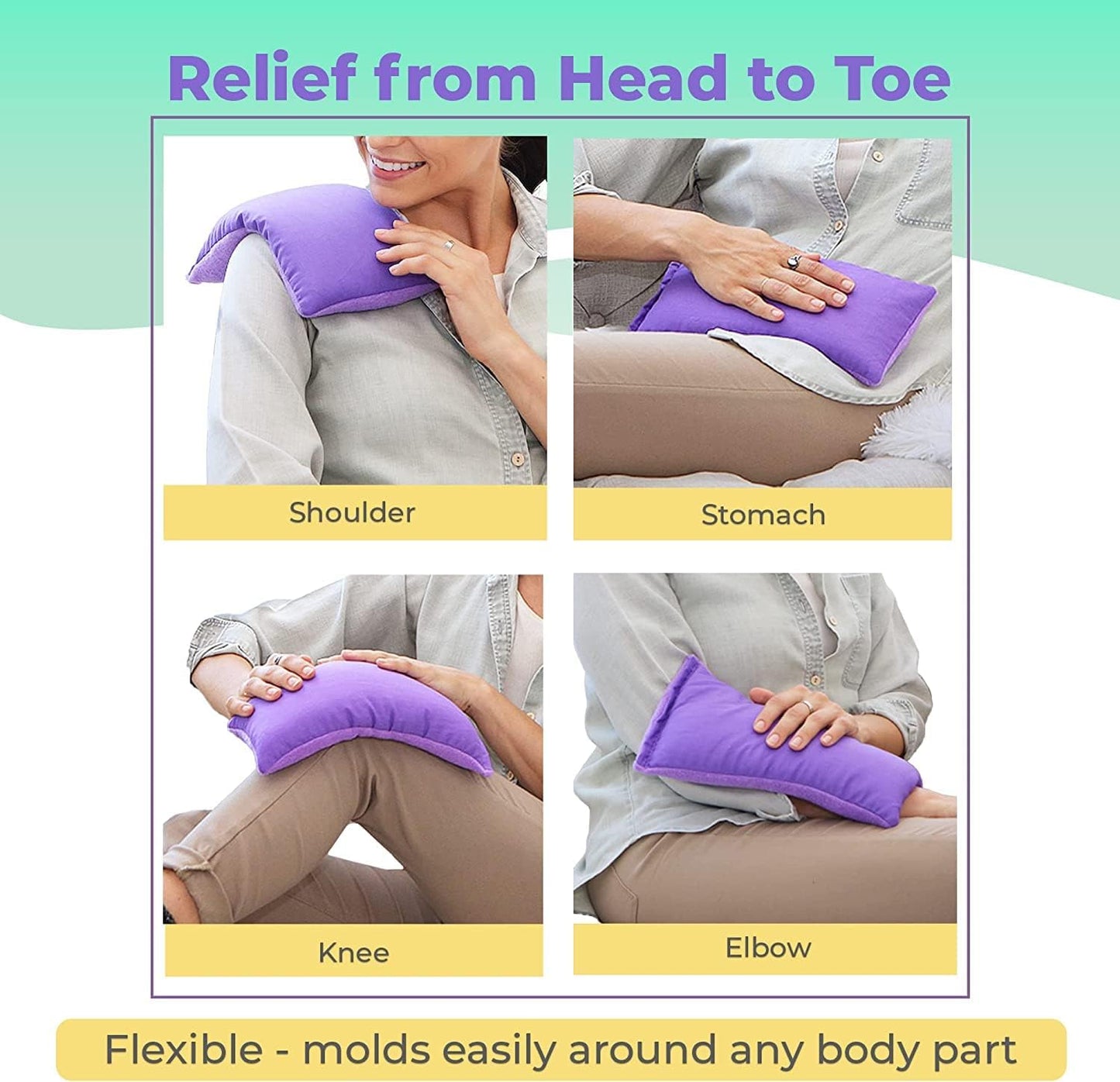 My Heating Pad for a Better Comfort - Moist Microwavable Heating Pads for Joint Pain and Sore Muscles - Microwave Hot Pack Heat Pad for Cramps - Chilled or Heated Pad Therapy Pillow - 2 Packs Purple