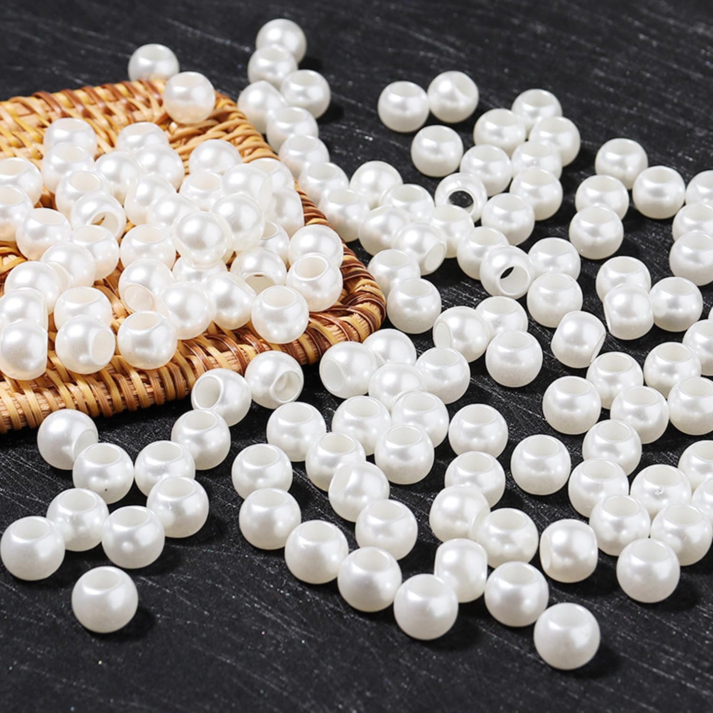 SEVENHEAD 50 Pcs Dreadlock Beads Highlight ABS White Pearl Dreadlocks Beads Hair Braid Clips Hair Decoration for Braids(White Pearl)