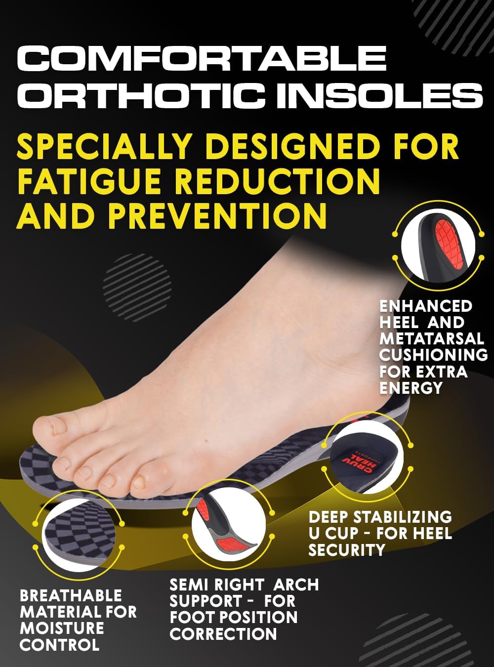 (New) Work Orthotic Insoles - Anti Fatigue Medium Arch Support Shoe Insert Men Women - Plantar Fasciitis Flat Feet - Relieve Foot Pain - Work Boot Insoles Standing All Day (XL, Gray)