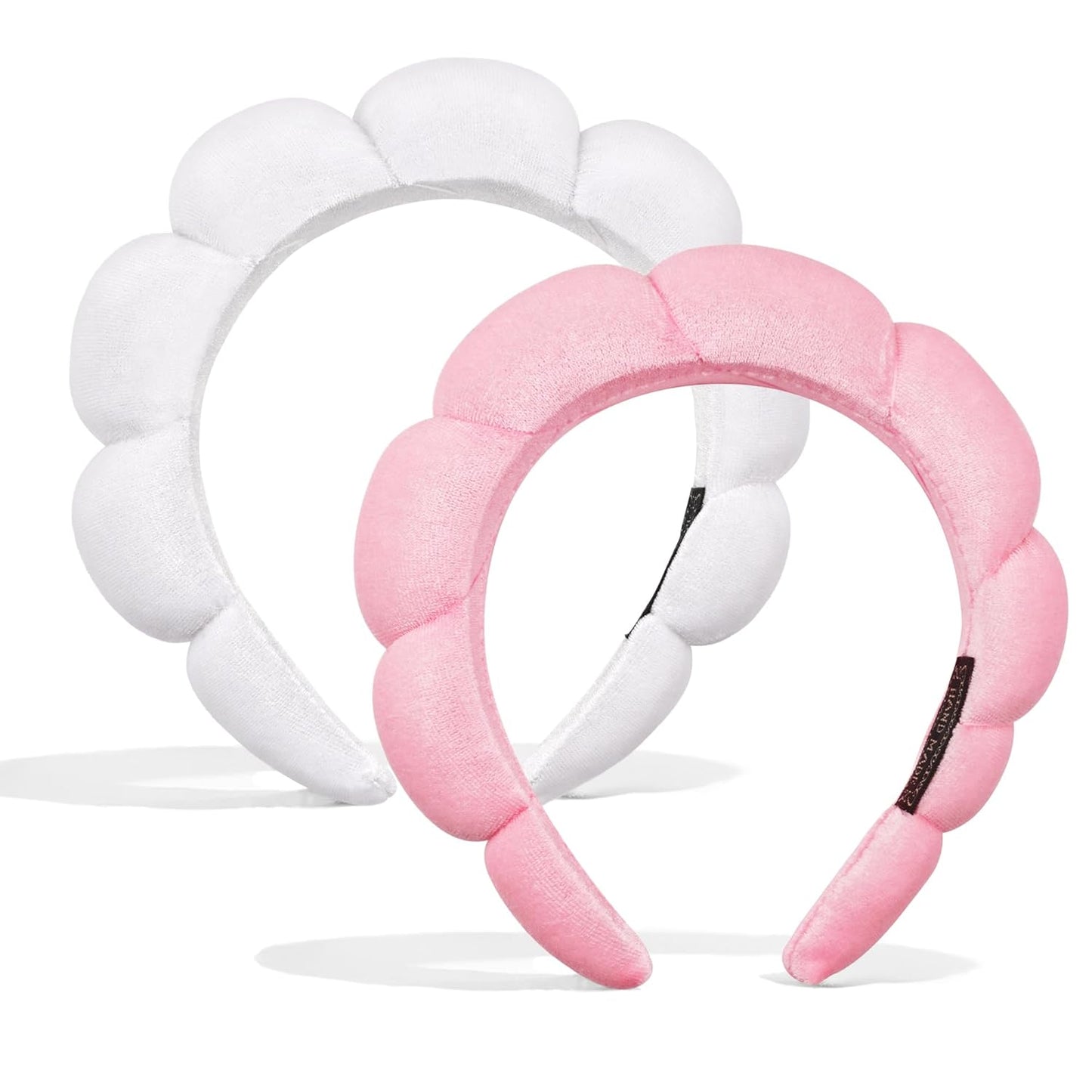 Ayesha Hairband, 2pcs Spa Headband for Women - Bubble Skincare Headband for Washing Face, Sponge Soft Hairband Skincare Makeup Headbands for Women Girls Shower, Pink & White